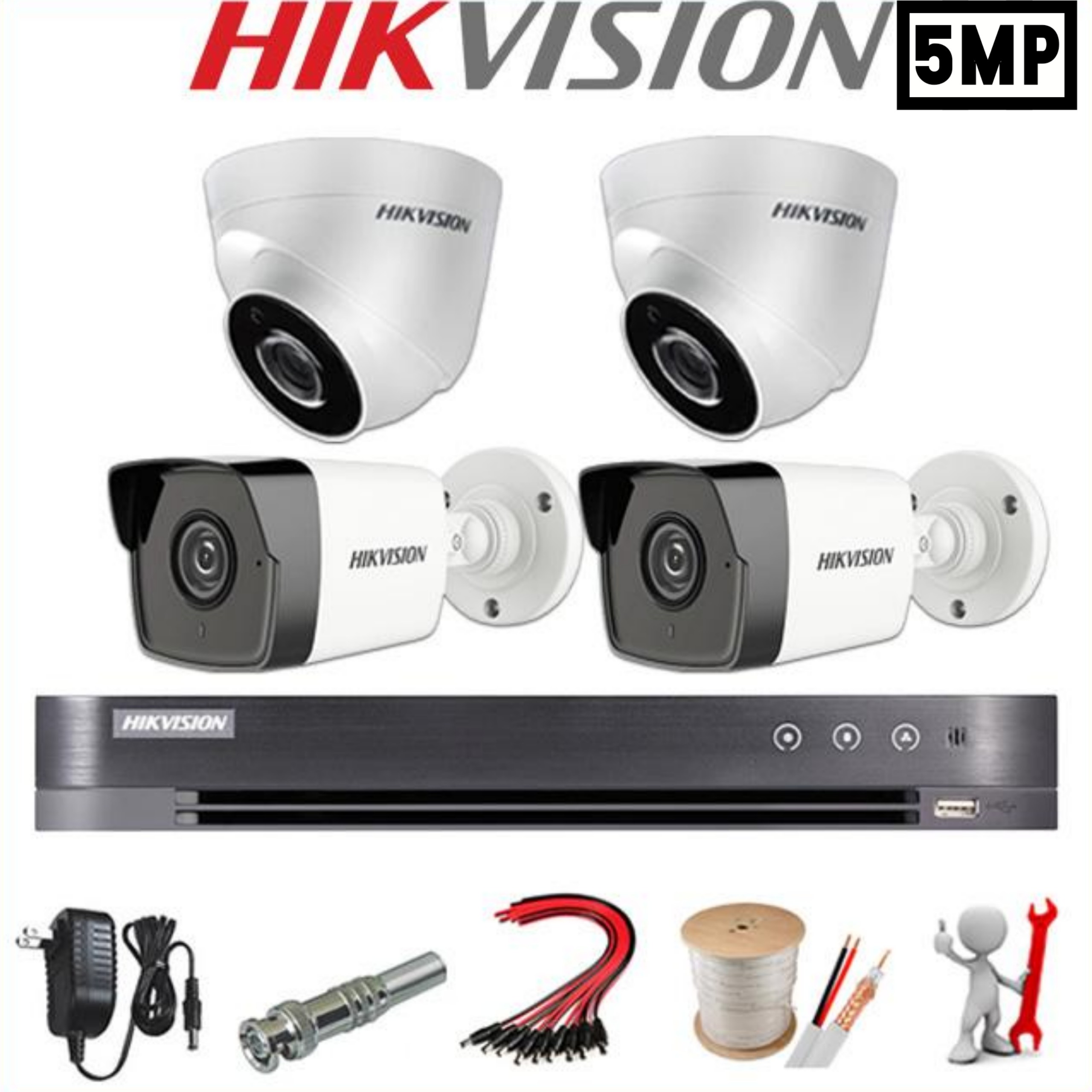 Trọn bộ 4 camera HIKVISION 5MP